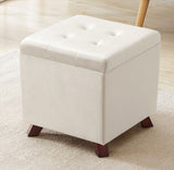 Crawford Linen Tufted Square Storage Ottoman with Lift Off Lid
