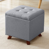Crawford Linen Tufted Square Storage Ottoman with Lift Off Lid - Gray