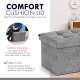 Ornavo Home Foldable Small Rectangle Storage Ottoman - 12 x 16 x 12 - 2PC - Gray