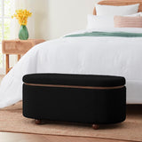 Boucle Teddy Storage Bench Ottoman with Removeable Lid - Black