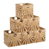 13" Inch Water Hyacinth Seagrass Storage Cube Bin Baskets, Set of 6