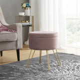 Round Velvet Storage Ottoman