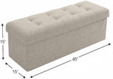 Foldable Tufted Linen Long Bench Storage Ottoman