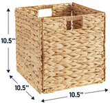 10.5" Inch Water Hyacinth Storage Cube Bin Baskets, Set of 6