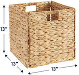 13" Inch Water Hyacinth Storage Cube Bin Baskets, Set of 6