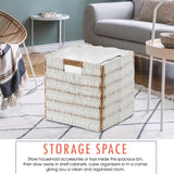 Foldable Paper Wicker Storage Shelf Basket Cube Bin with Handles - Set of 6
