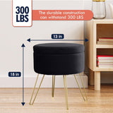 Round Velvet Storage Ottoman