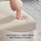 Foldable Tufted Linen Square Storage Ottoman