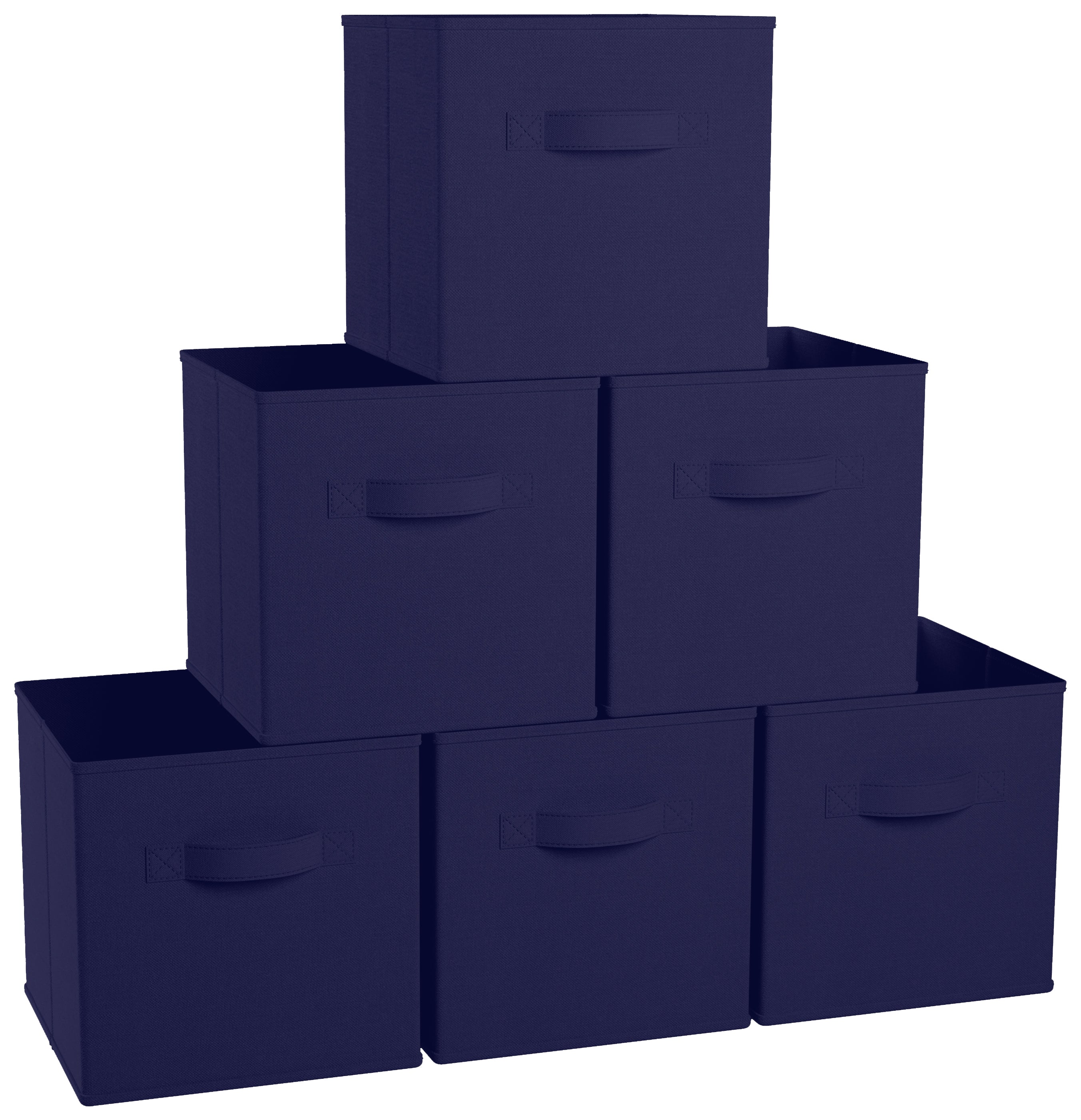 Ornavo Home Foldable Storage Cube Bin with Dual Handles 11 x 11 x 11 / Navy