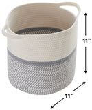 3 Pack Woven Cotton Rope Shelf Storage Basket with Handles