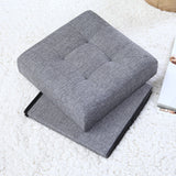 Foldable Tufted Linen Square Storage Ottoman - Gray