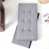 Foldable Tufted Linen Bench Storage Ottoman - Gray