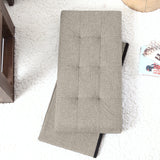 Foldable Tufted Linen Bench Storage Ottoman - Beige