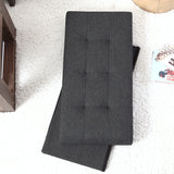 Foldable Tufted Linen Bench Storage Ottoman - Black
