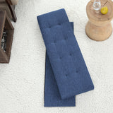 Foldable Tufted Linen Long Bench Storage Ottoman - Navy Blue