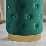 Beverly Round Tufted Velvet Ottoman - Green