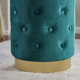 Beverly Round Tufted Velvet Ottoman - Teal