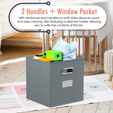 Foldable Storage Cube Bin with Dual Handles & Window Pockets