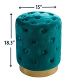 Beverly Round Tufted Velvet Ottoman - Teal