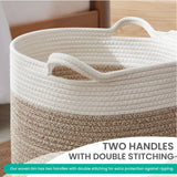 Large Cotton Rope Laundry Hamper Woven Basket with Handles